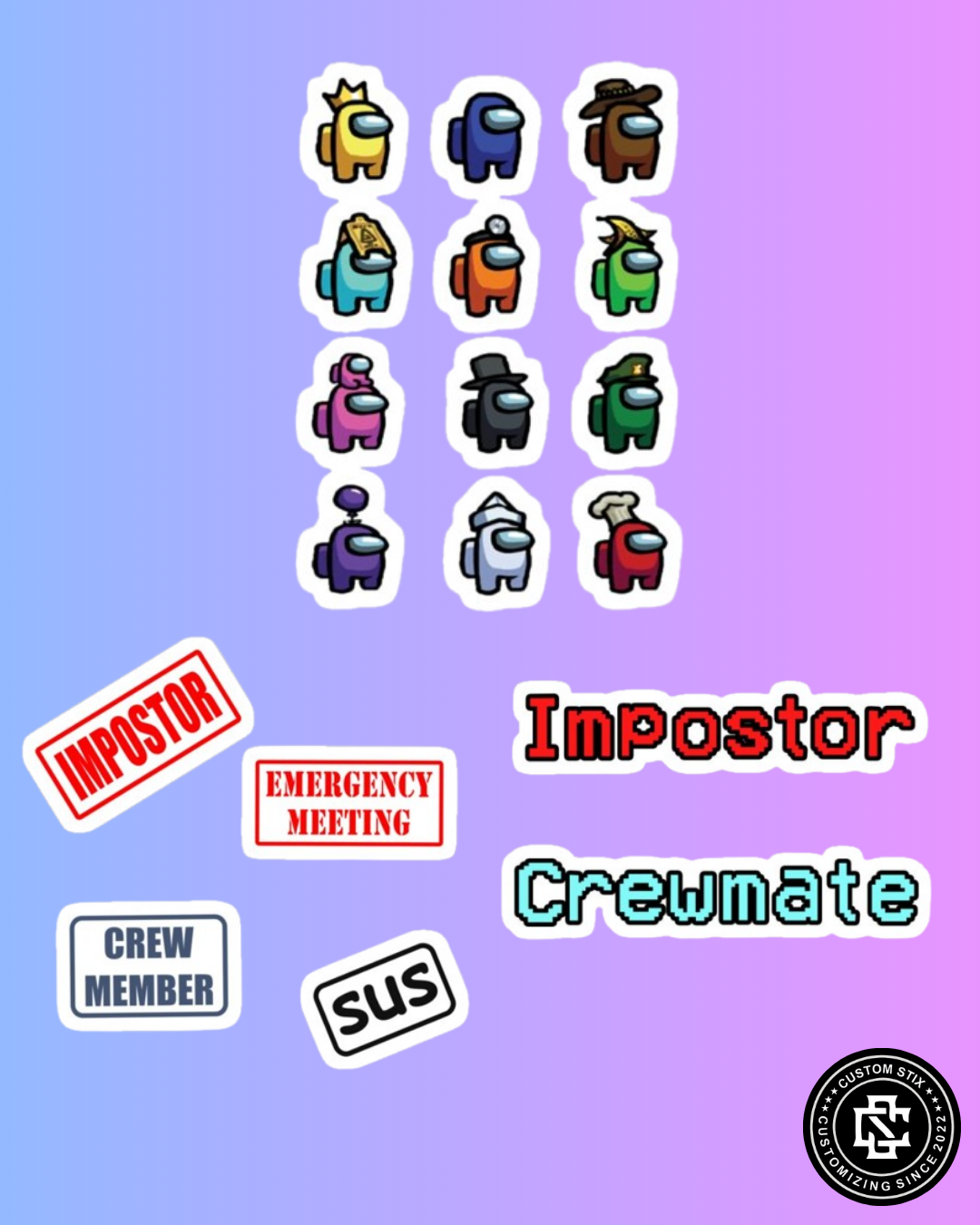Among Us Stickers pack - 18 pcs